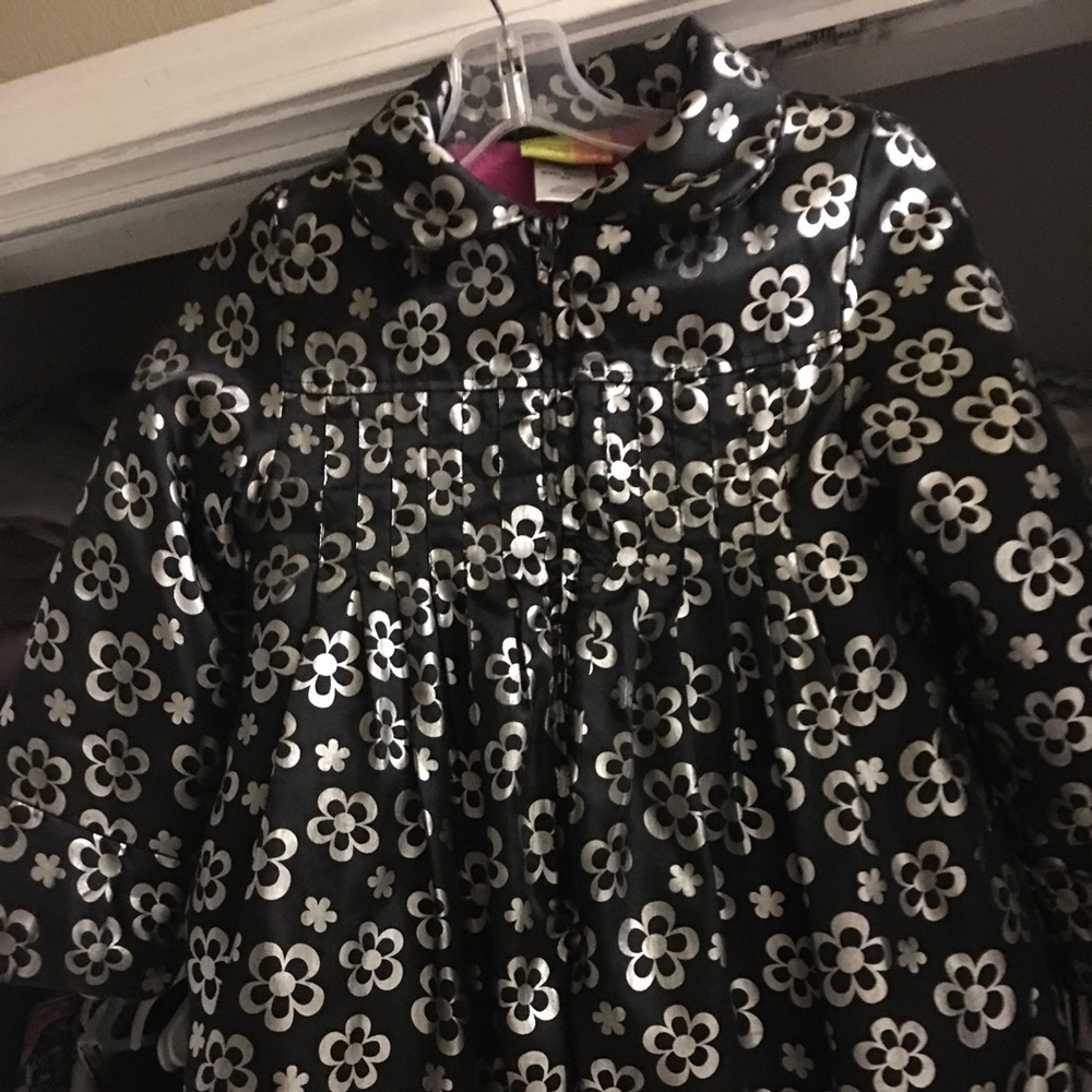 Black Coat Silver flowers